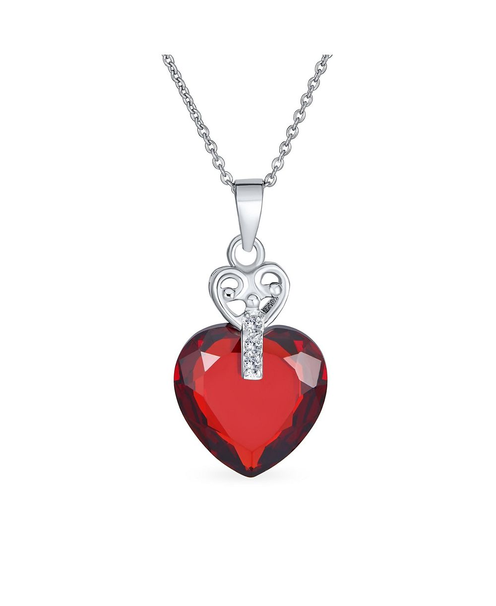 Bling Jewelry 925 Sterling Silver Cubic Zirconia Heart Key Pendant Necklace