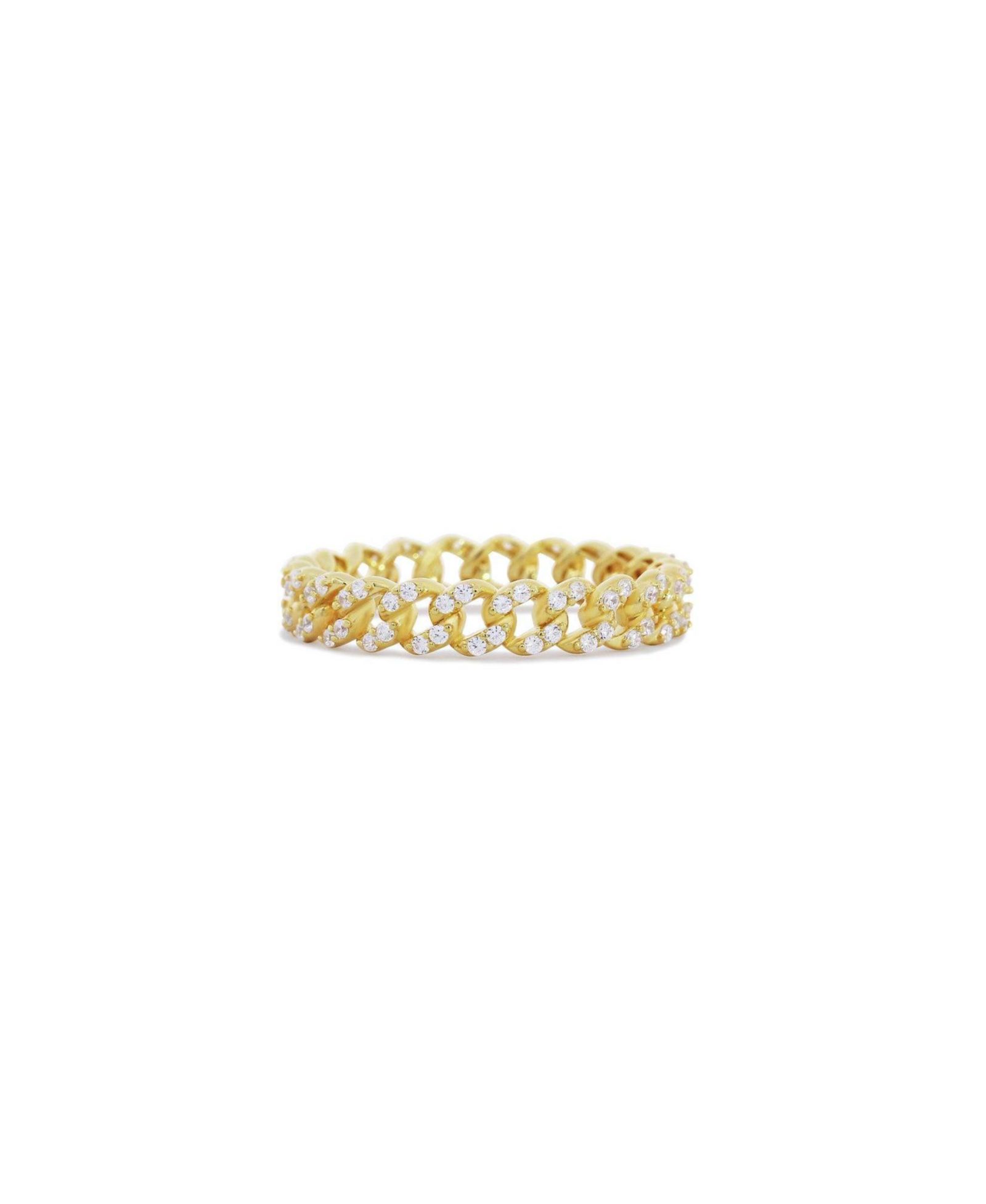 Кольцо The Lovery CZ Curb Link из стерлингового серебра с напылением 14K Gold