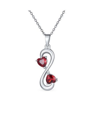 Bling Jewelry подвеска Infinity Hearts с рубиновыми кубиками циркония и серебром