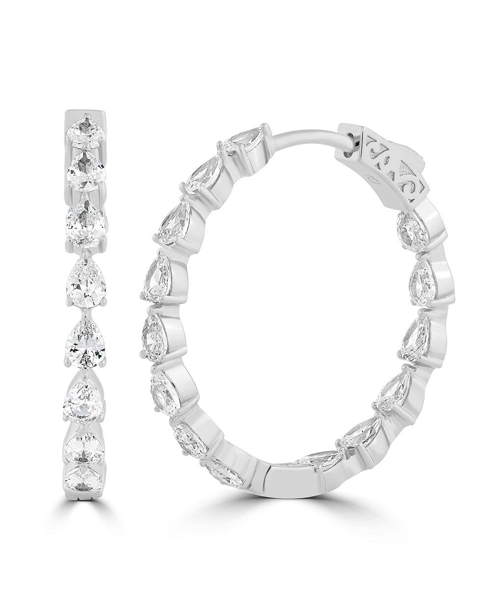 Серьги-кольца Simona Radiant Pearshaped Inside-Outside CZ