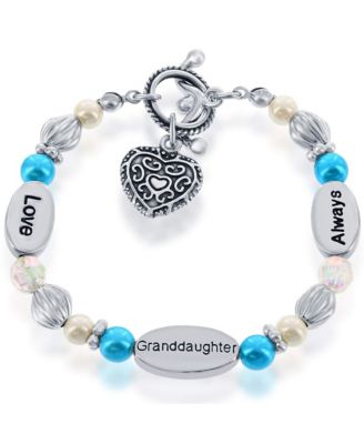 Simona Girls Stretch Heart Charm Beads Bracelet - Love, Always, Granddaughter