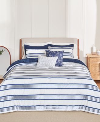 Anne Klein Archer Stripe Cotton Blend 5-Piece Comforter Set, King