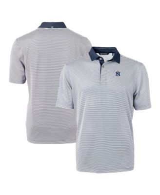 Cutter & Buck Men's Navy/White New York Yankees Virtue Eco Pique Micro Stripe Big & Tall Polo Shirt