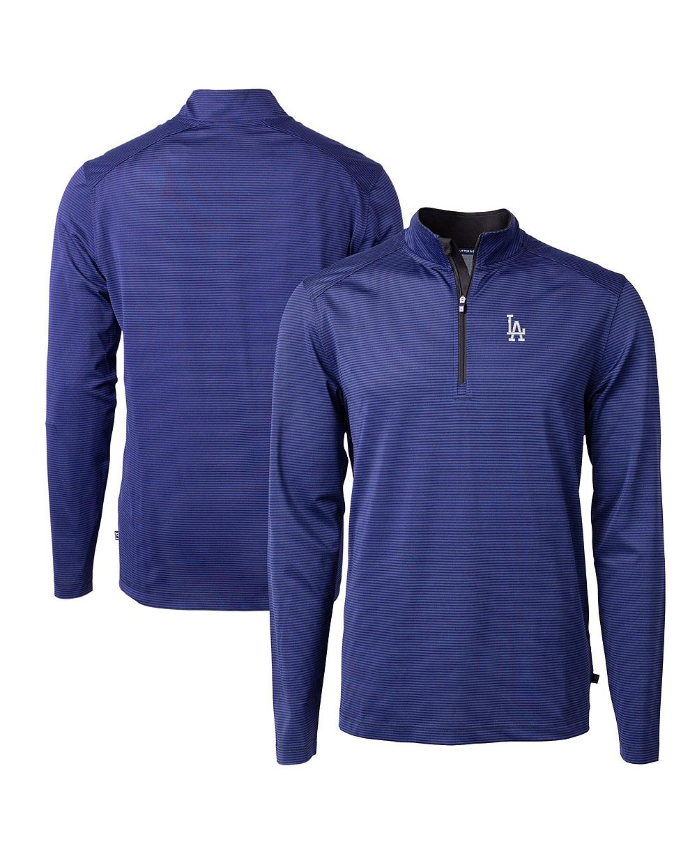 Мужской джемпер Cutter & Buck Royal/Black Los Angeles Dodgers Virtue Eco Pique Micro Stripe Big & Tall Quarter-Zip Pullover Sweatshirt