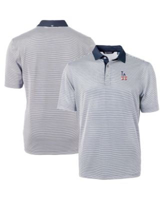 Cutter & Buck Men's Navy Los Angeles Dodgers Americana Logo Virtue Eco Pique Stripe Polo Shirt