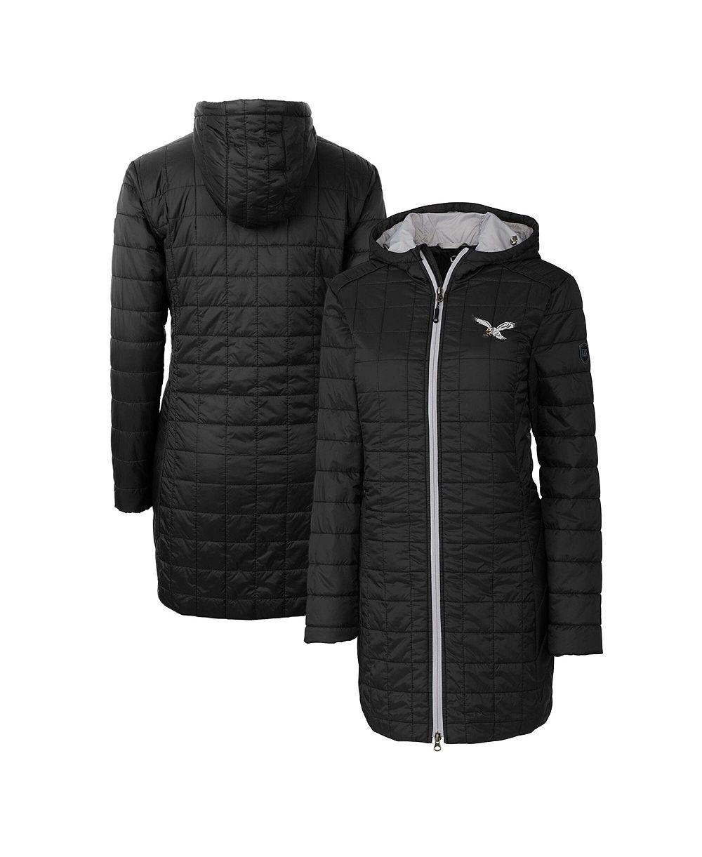 Женская куртка Cutter & Buck Black Philadelphia Eagles Gridiron Classics Logo Rainier PrimaLoft Eco Insulated Hooded Long Coat