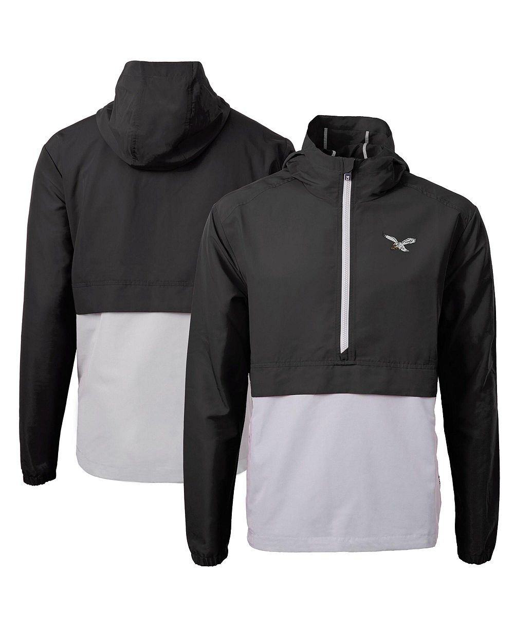 Мужская анорак-куртка Cutter & Buck Black/Silver Philadelphia Eagles Charter Eco Knit Half-Zip