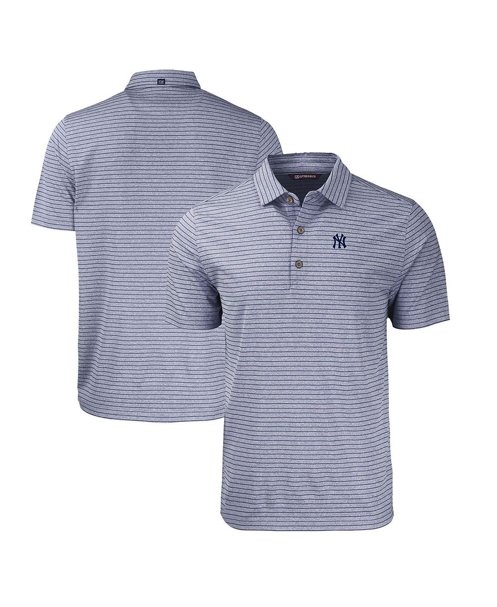 Мужская рубашка-поло Cutter & Buck New York Yankees Big & Tall Forge Eco Heathered Stripe Stretch Heather Navy