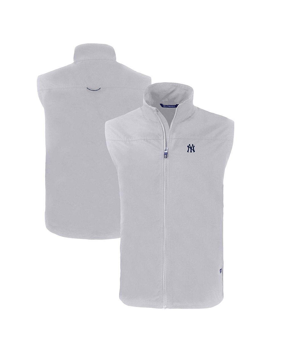 Cutter & Buck Men's Gray New York Yankees Big & Tall Charter Eco Full-Zip Vest
