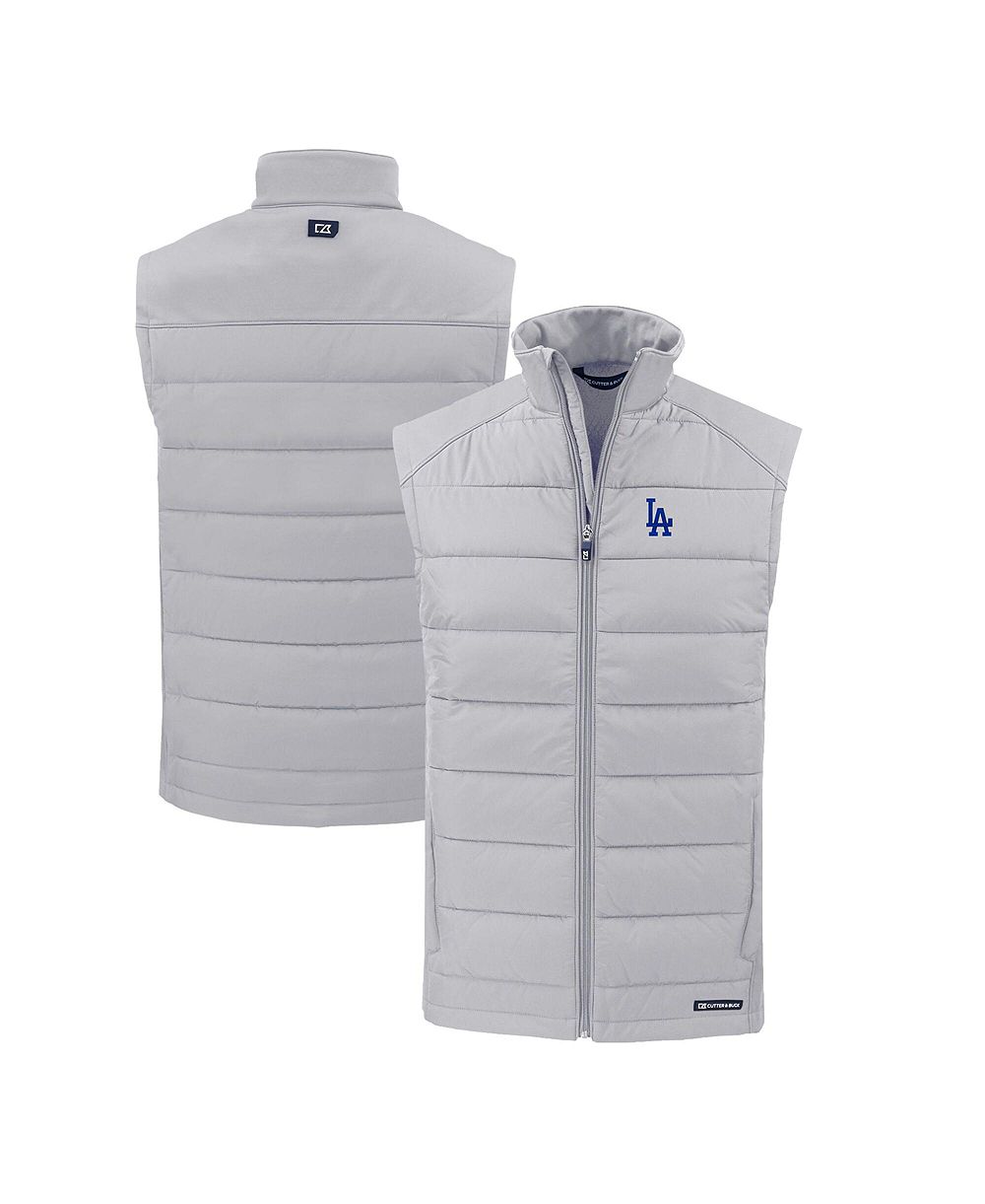 Мужской жилет Cutter & Buck Gray Los Angeles Dodgers Evoke Hybrid Eco Softshell Full-Zip