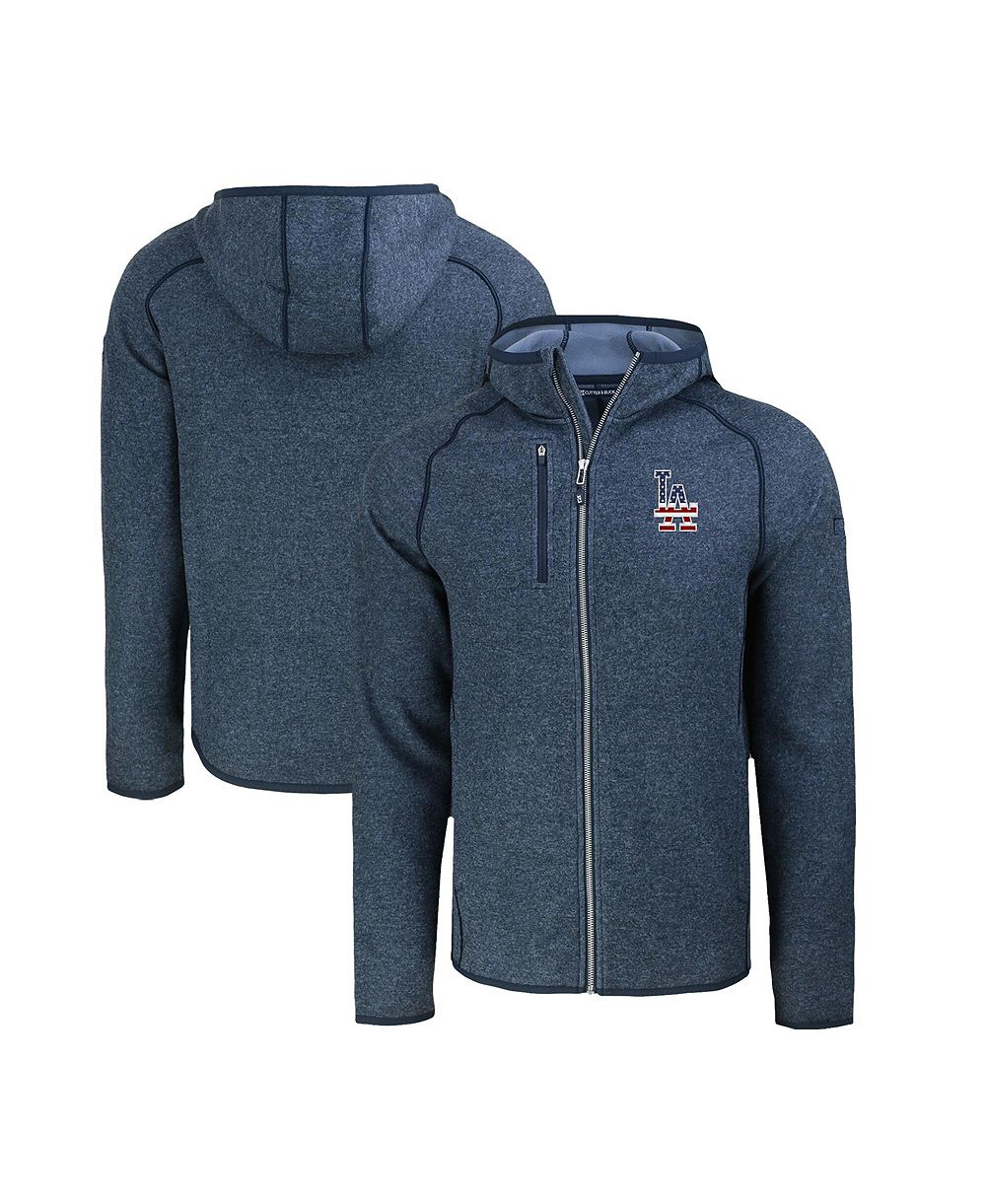 Мужское худи Cutter & Buck Heather Navy Los Angeles Dodgers Stars Stripes Mainsail Sweater-Knit Full-Zip