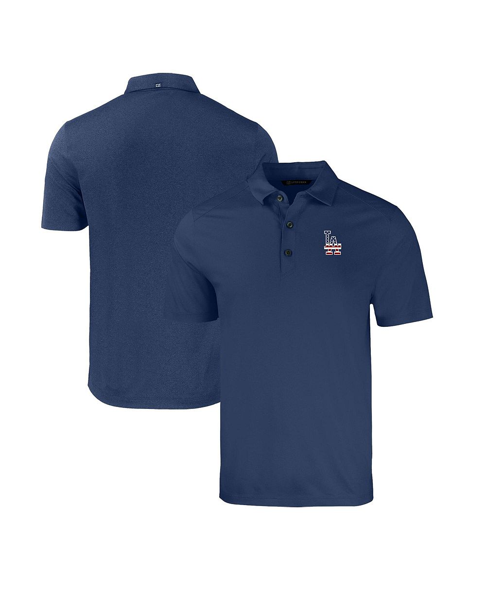 Мужская рубашка-поло Cutter & Buck Heather Navy Los Angeles Dodgers Stars Stripes Forge Eco Stretch