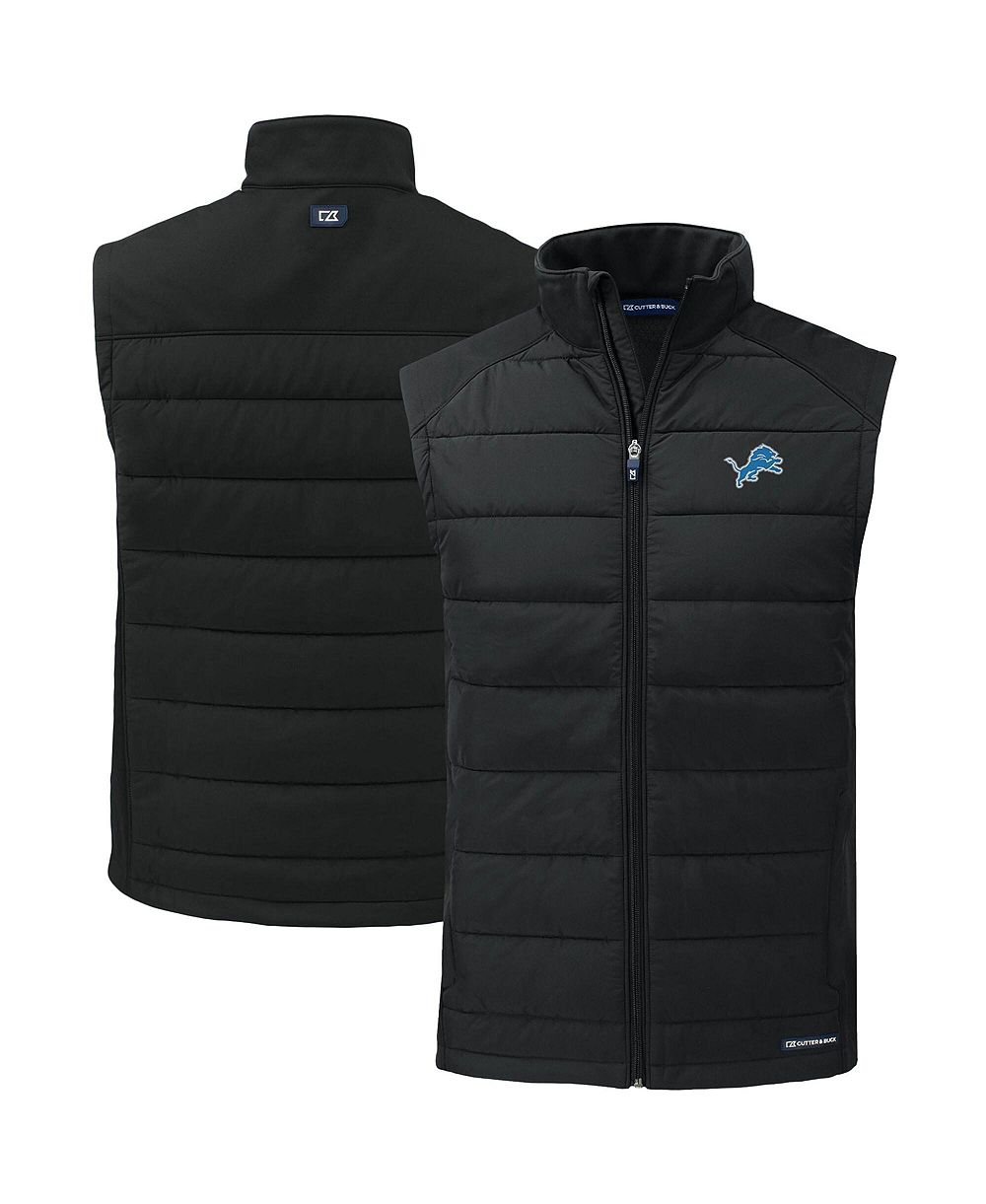 Cutter & Buck Men's Black Detroit Lions Primary Mark Evoke PrimaLoft Hybrid Eco Softshell Full-Zip Vest