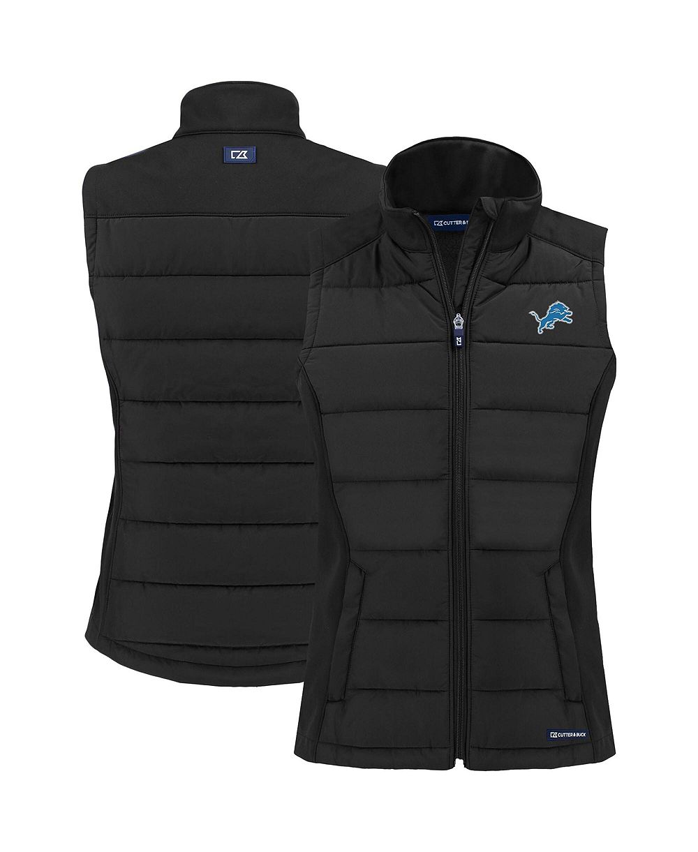Женская жилетка Cutter & Buck Black Detroit Lions Primary Mark Evoke PrimaLoft Hybrid Eco Softshell Full-Zip