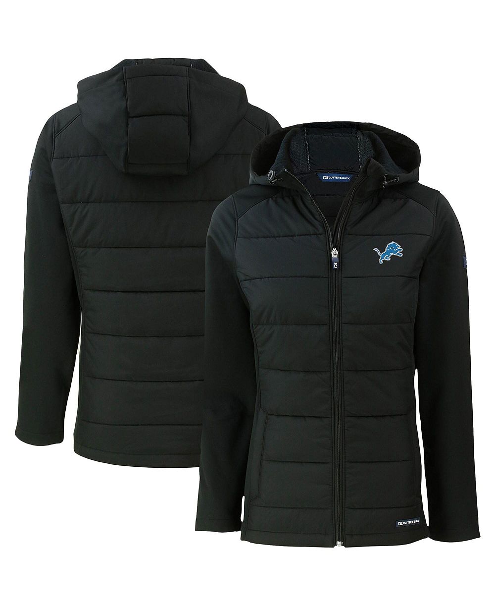 Cutter & Buck Women's Black Detroit Lions Evoke PrimaLoft Hybrid Eco Softshell Full-Zip Hooded Jacket