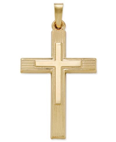 Подвеска с двухцветным крестиком, 14k желтое и белое золото