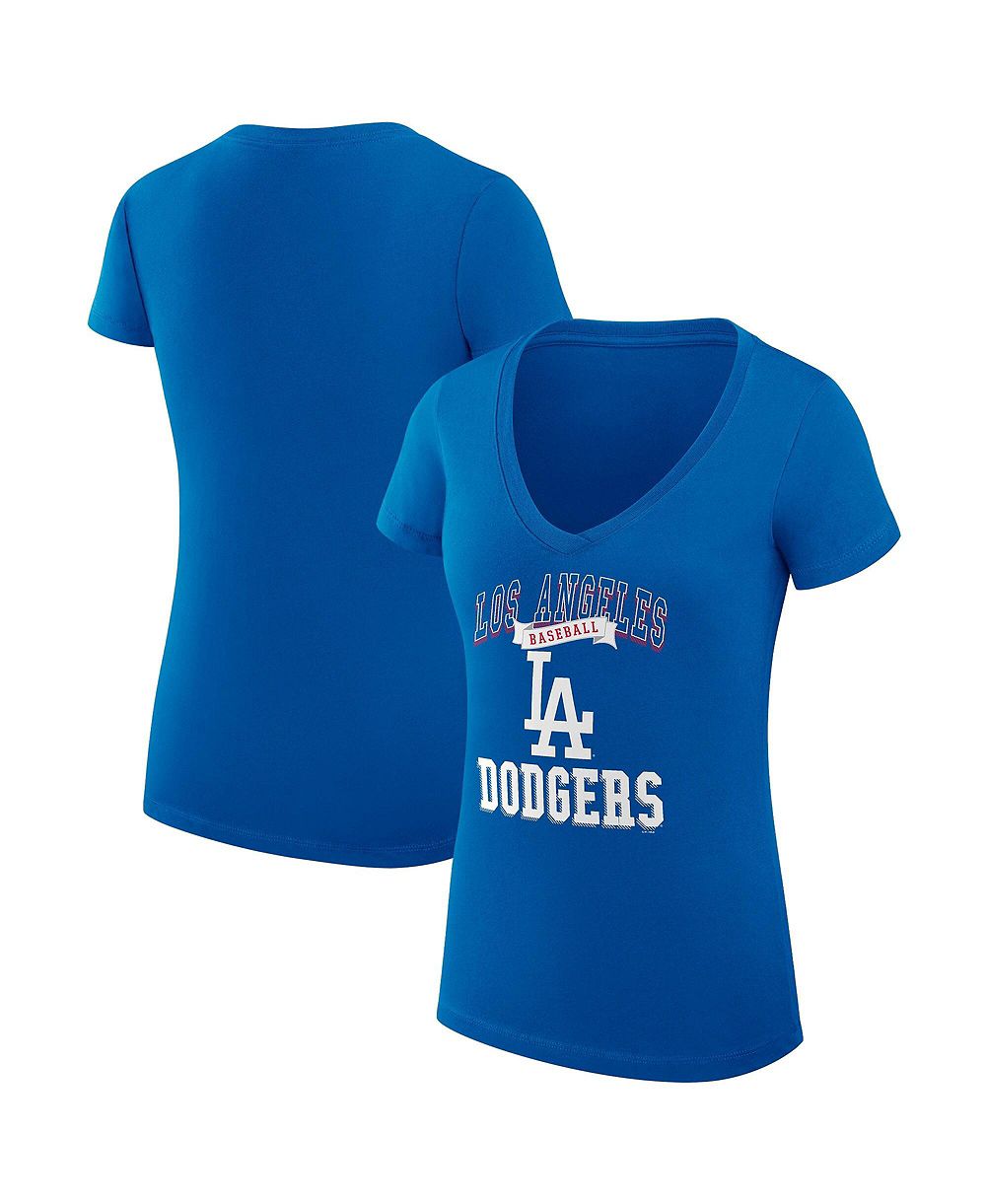 Женская футболка G-III 4Her by Carl Banks Royal Los Angeles Dodgers Super-Slim Fit Lightweight Team Logo Graphic V-Neck
