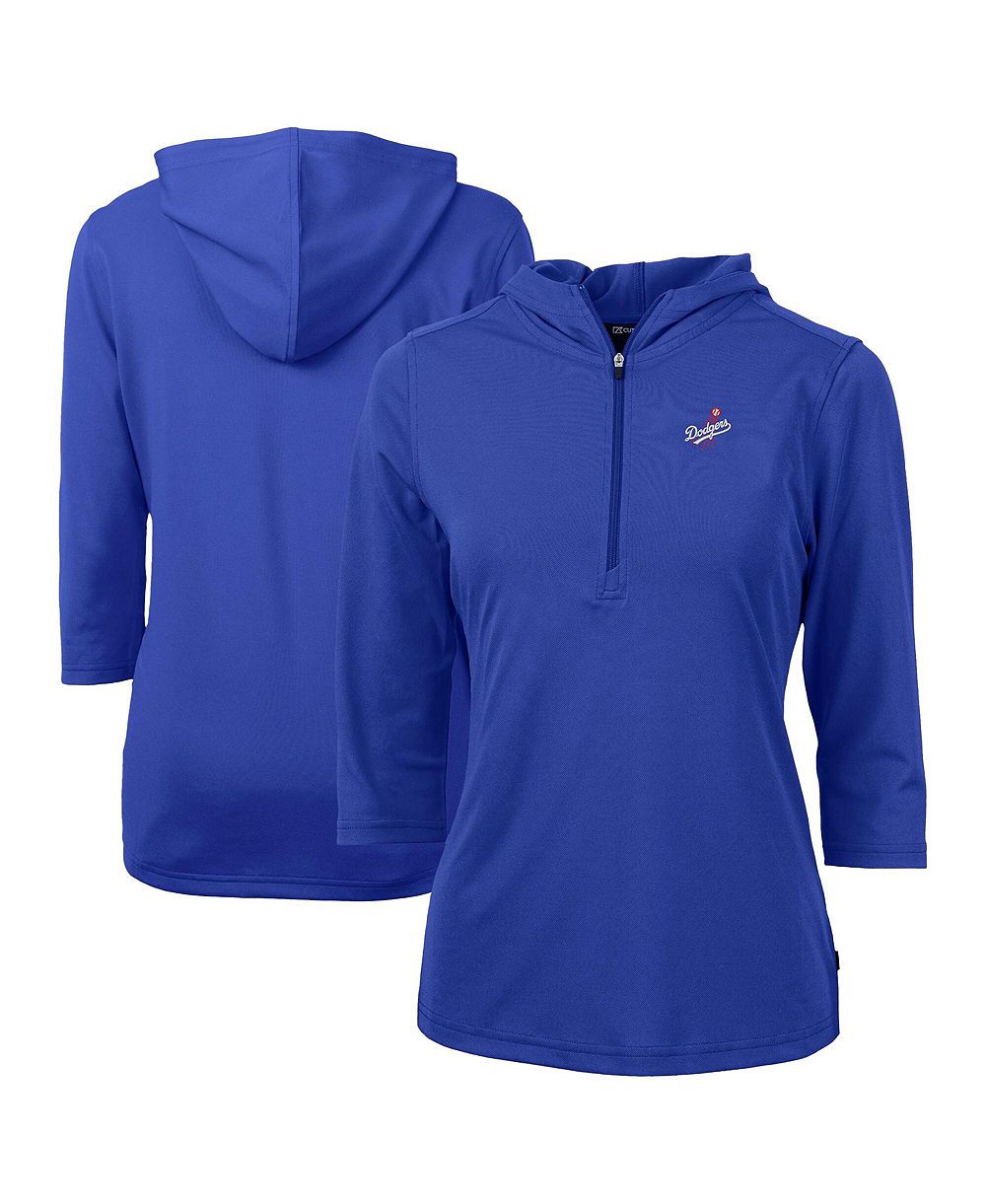 Женский худи Cutter & Buck Blue Los Angeles Dodgers DryTec Virtue Eco Pique 3/4-Sleeve Half-Zip Pullover