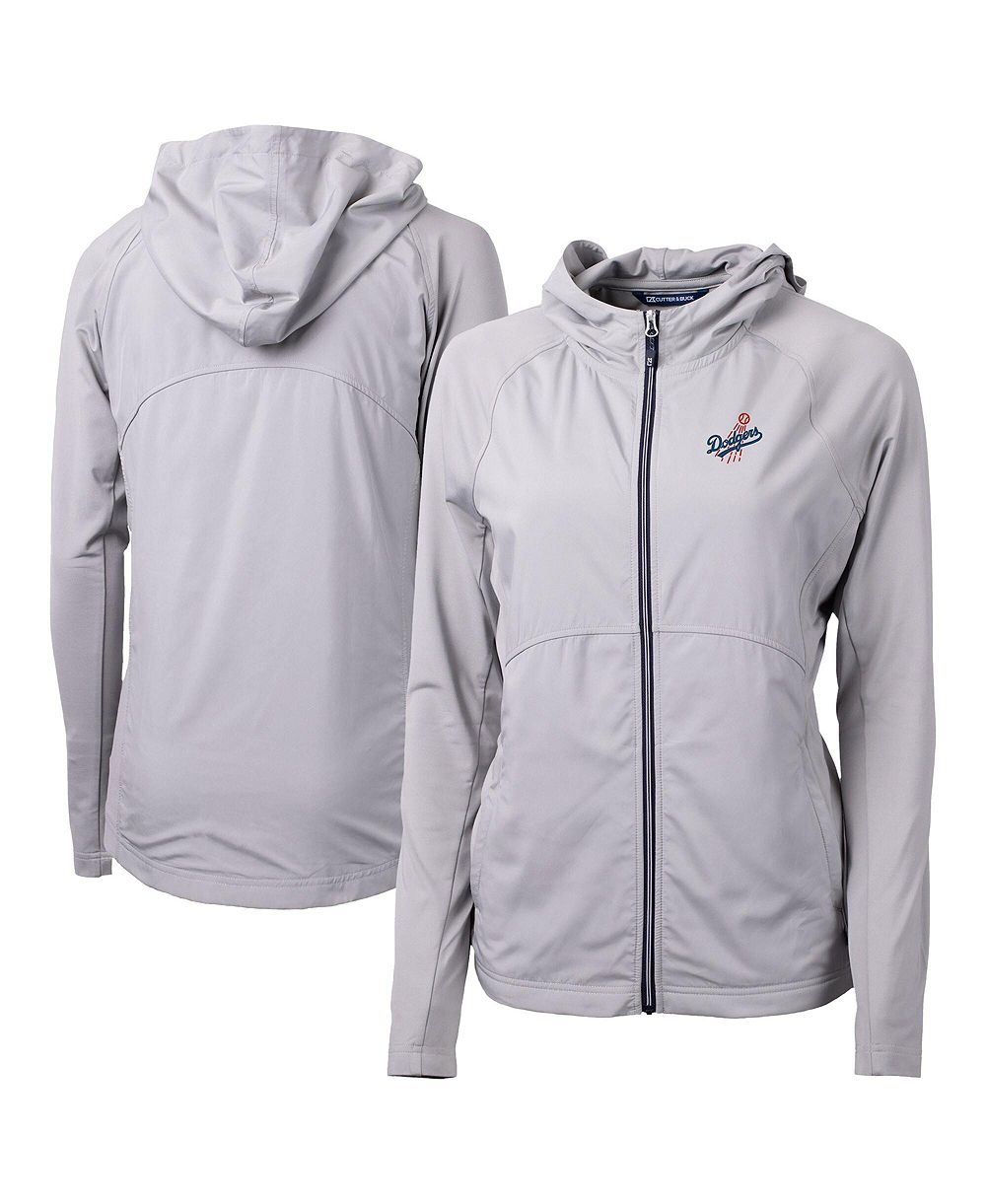Женское худи Cutter & Buck Adapt Eco Knit Hybrid Full-Zip серого цвета