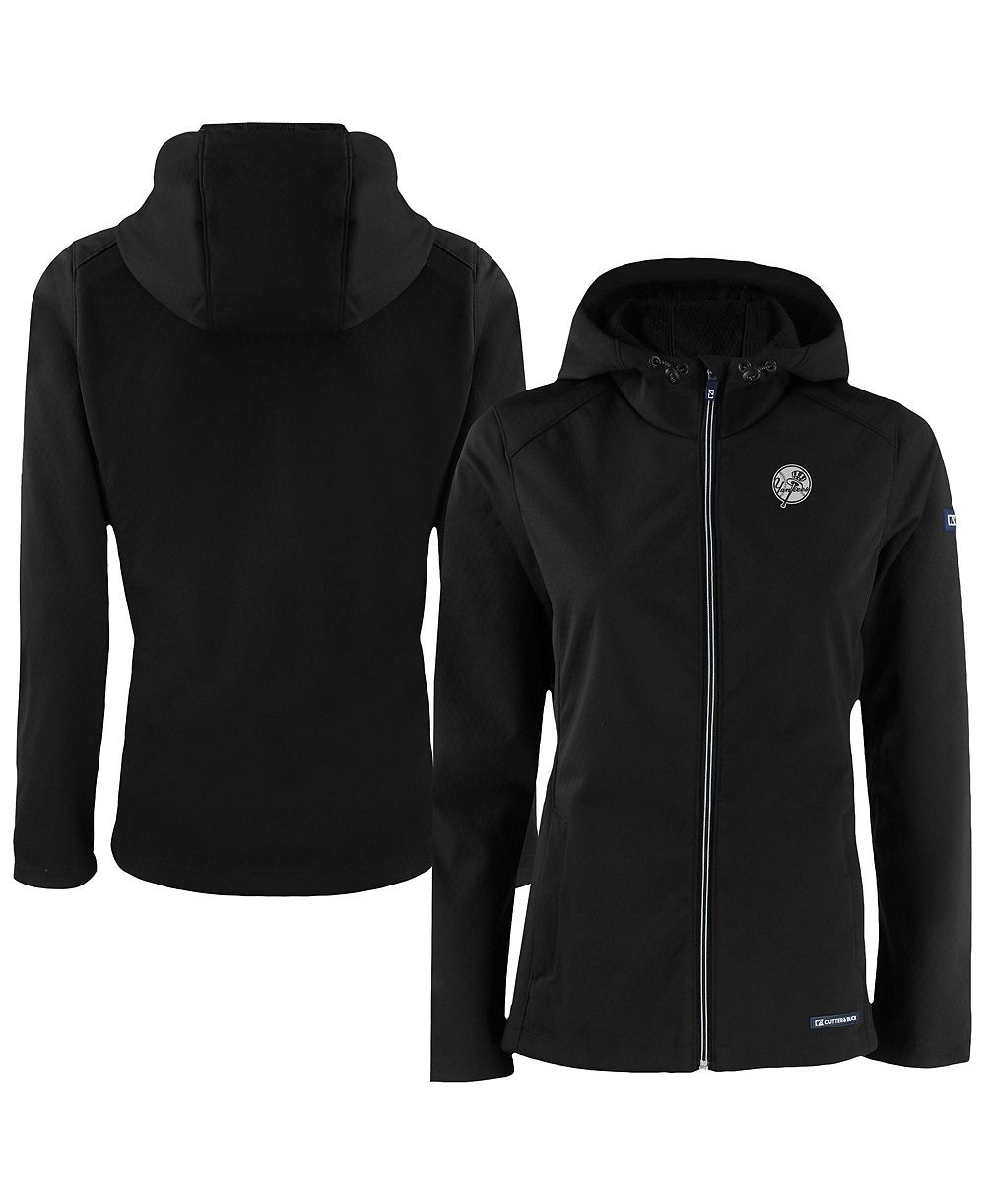 Cutter & Buck Women's Black New York Yankees Evoke Eco Softshell Full-Zip Hoodie Jacket
