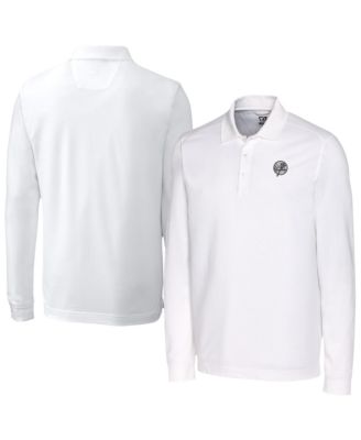 Мужская рубашка-поло Cutter & Buck White New York Yankees Advantage DryTec Tri-Blend Long Sleeve