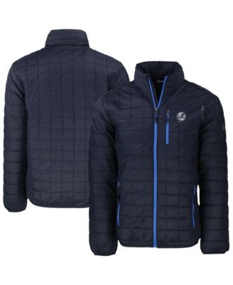 Cutter & Buck Men's Navy New York Yankees Rainier PrimaLoft® Eco Insulated Full-Zip Hoodie Puffer Jacket