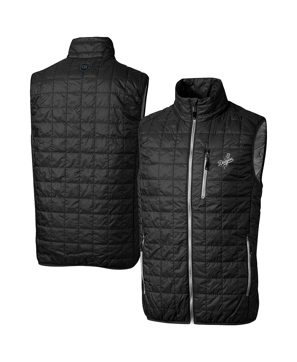 Cutter & Buck Men's Black Los Angeles Dodgers Rainier PrimaLoft® Eco Insulated Full-Zip Puffer Vest