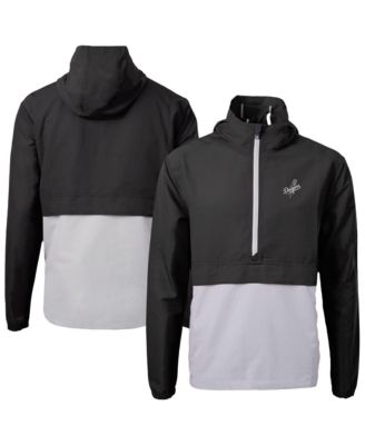 Cutter & Buck Men's Black/Gray Los Angeles Dodgers Charter Eco Anorak Half-Zip Hoodie Jacket
