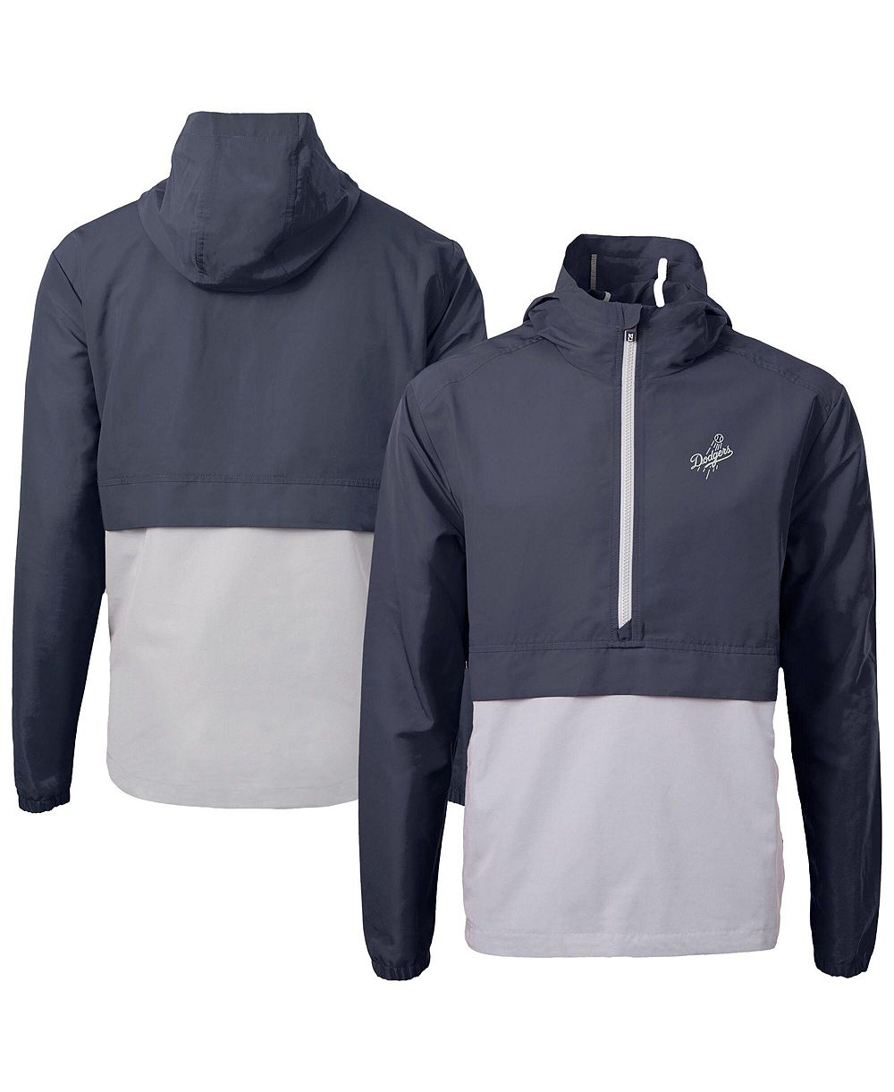 Мужская куртка-худи Cutter & Buck Los Angeles Dodgers Charter Eco Anorak Half-Zip в цвете Navy/Gray