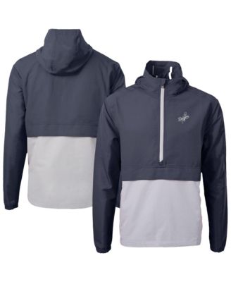 Cutter & Buck Men's Navy/Gray Los Angeles Dodgers Charter Eco Anorak Half-Zip Hoodie Jacket