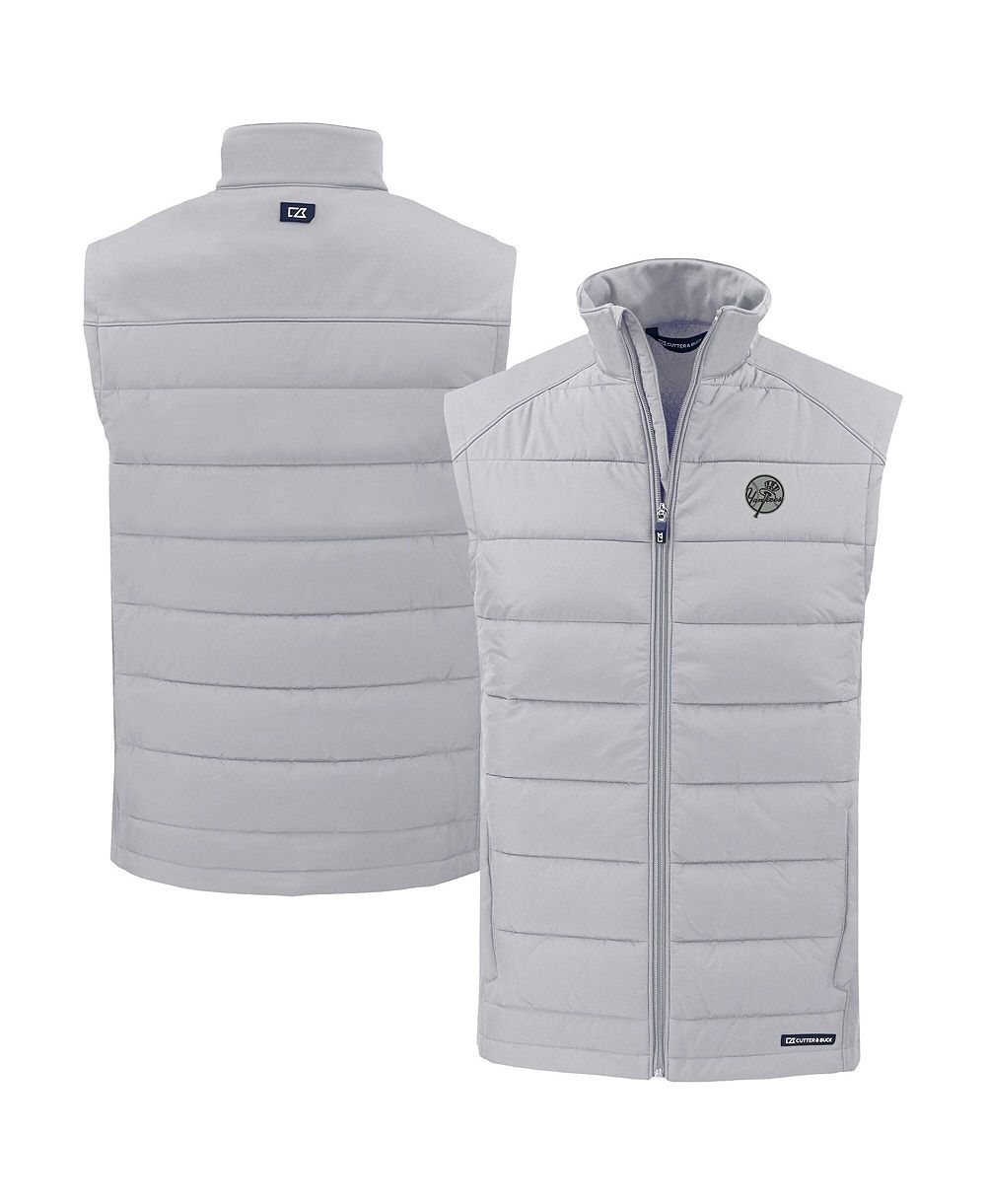 Cutter & Buck Men's Gray New York Yankees Evoke Hybrid Eco Softshell Full-Zip Vest
