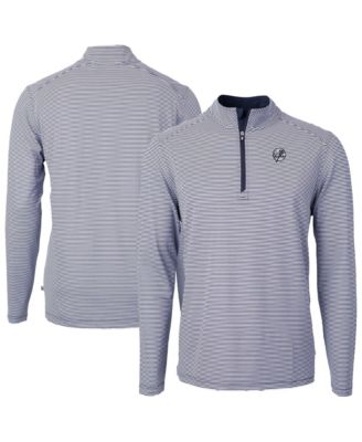Мужская куртка Cutter & Buck Navy New York Yankees Virtue Eco Pique Micro Stripe Quarter-Zip Jacket