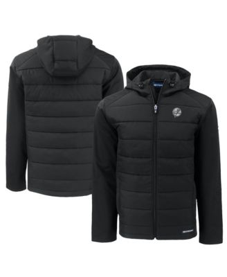 Cutter & Buck Men's Black New York Yankees Big & Tall Evoke Hybrid Eco Softshell Full-Zip Hooded PrimaLoft Jacket