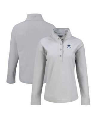 Женская куртка Cutter & Buck Gray New York Yankees Hunts Point Eco Half-Snap Jacket