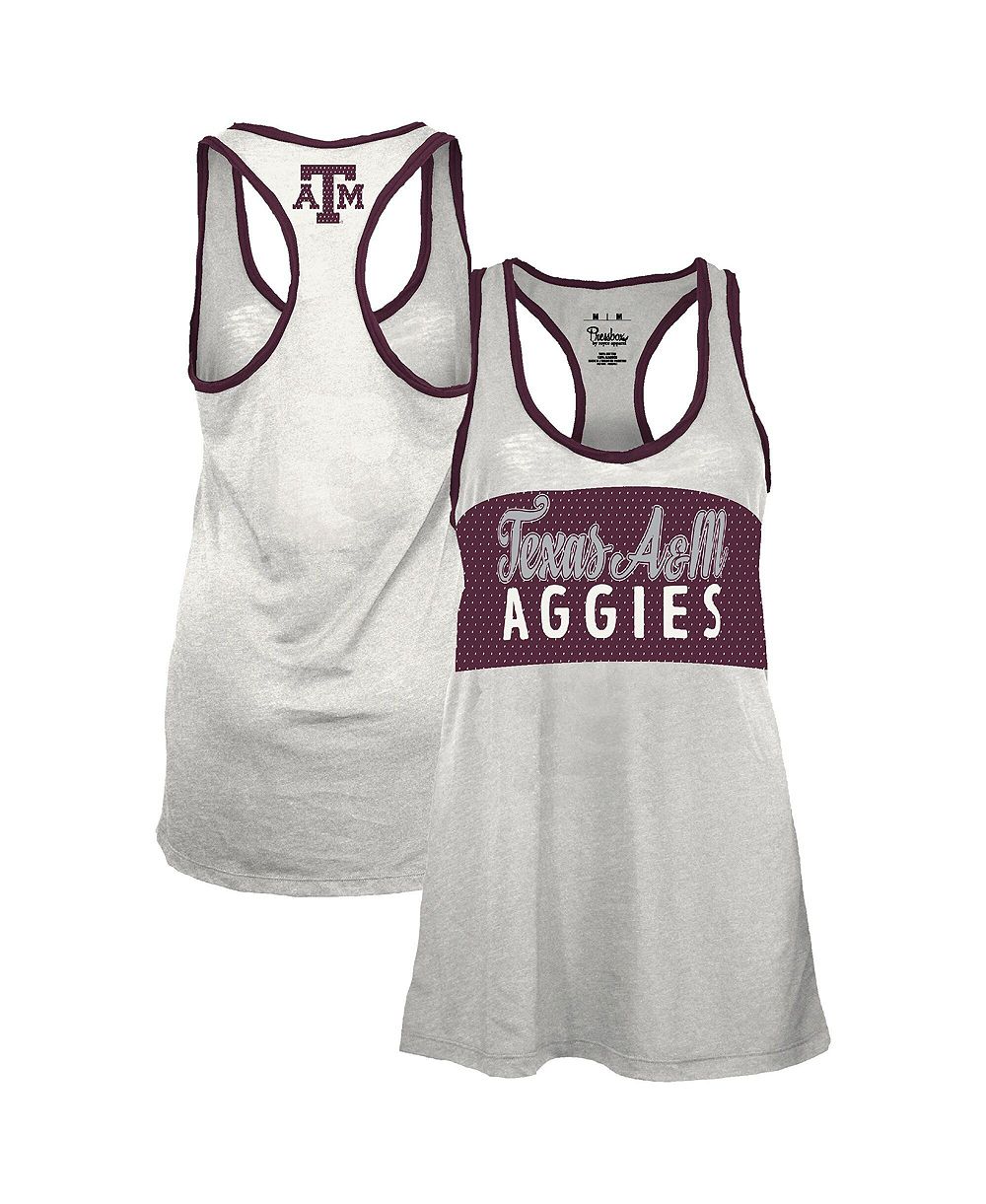 Женский топ Pressbox White/Maroon Texas A&M Aggies Tracy Racerback Burnout Tank