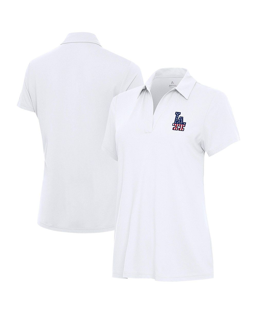 Женская рубашка-поло Antigua White Los Angeles Dodgers Independence Day Patriotic Logo Era