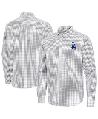 Antigua Мужская серая рубашка Los Angeles Dodgers Ellis Woven Tri-Blend Button-Down