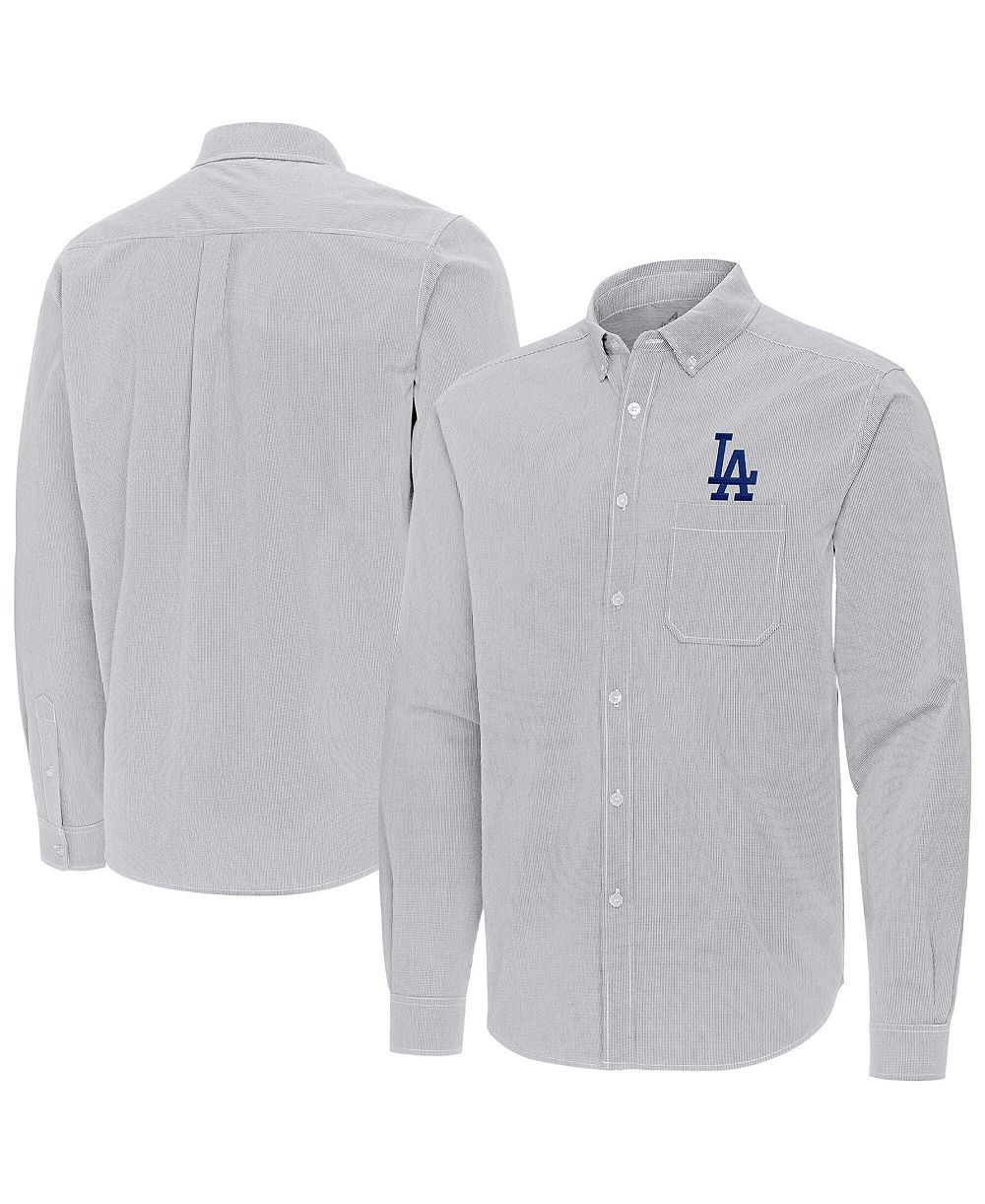 Мужская рубашка Antigua Gray Los Angeles Dodgers Porter Woven Long Sleeve Button-Down