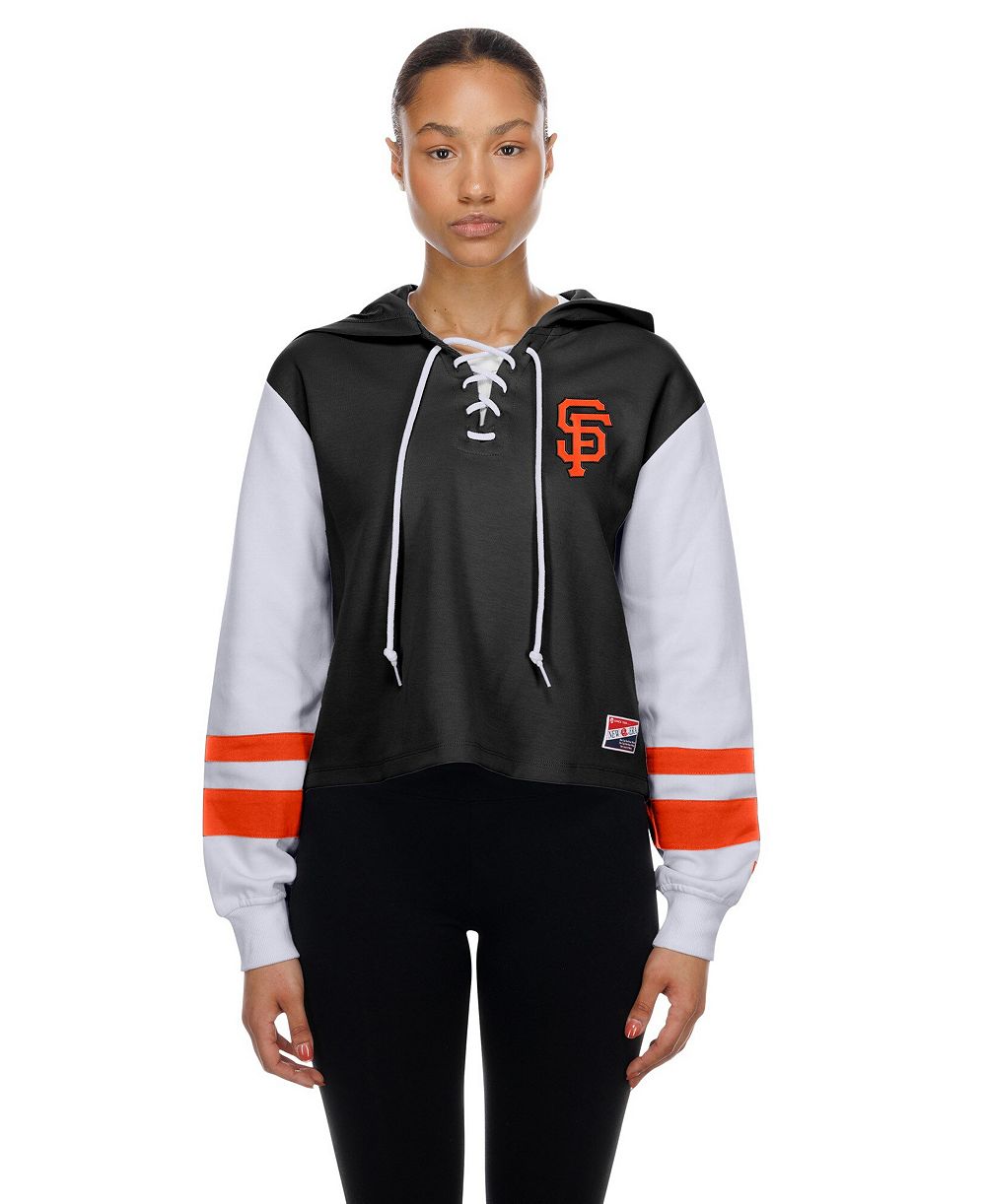 New Era Женская черная толстовка San Francisco Giants Boxy Lace-Up Hoodie