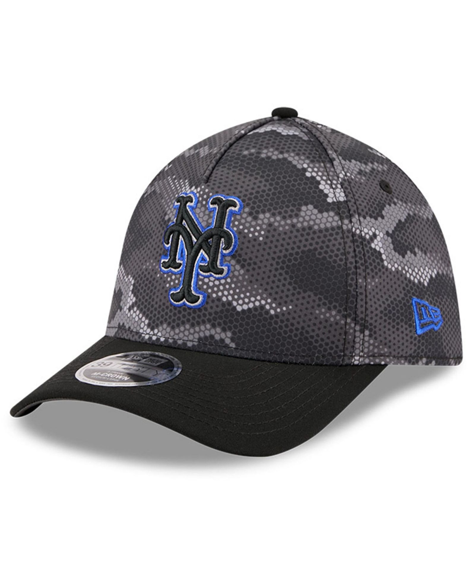 New Era Men's Black New York Mets Camo 39THIRTY A-Frame Flex Hat