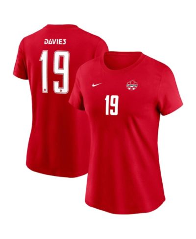 Nike Женская футболка Alphonso Davies Red Canada Soccer Home Name & Number