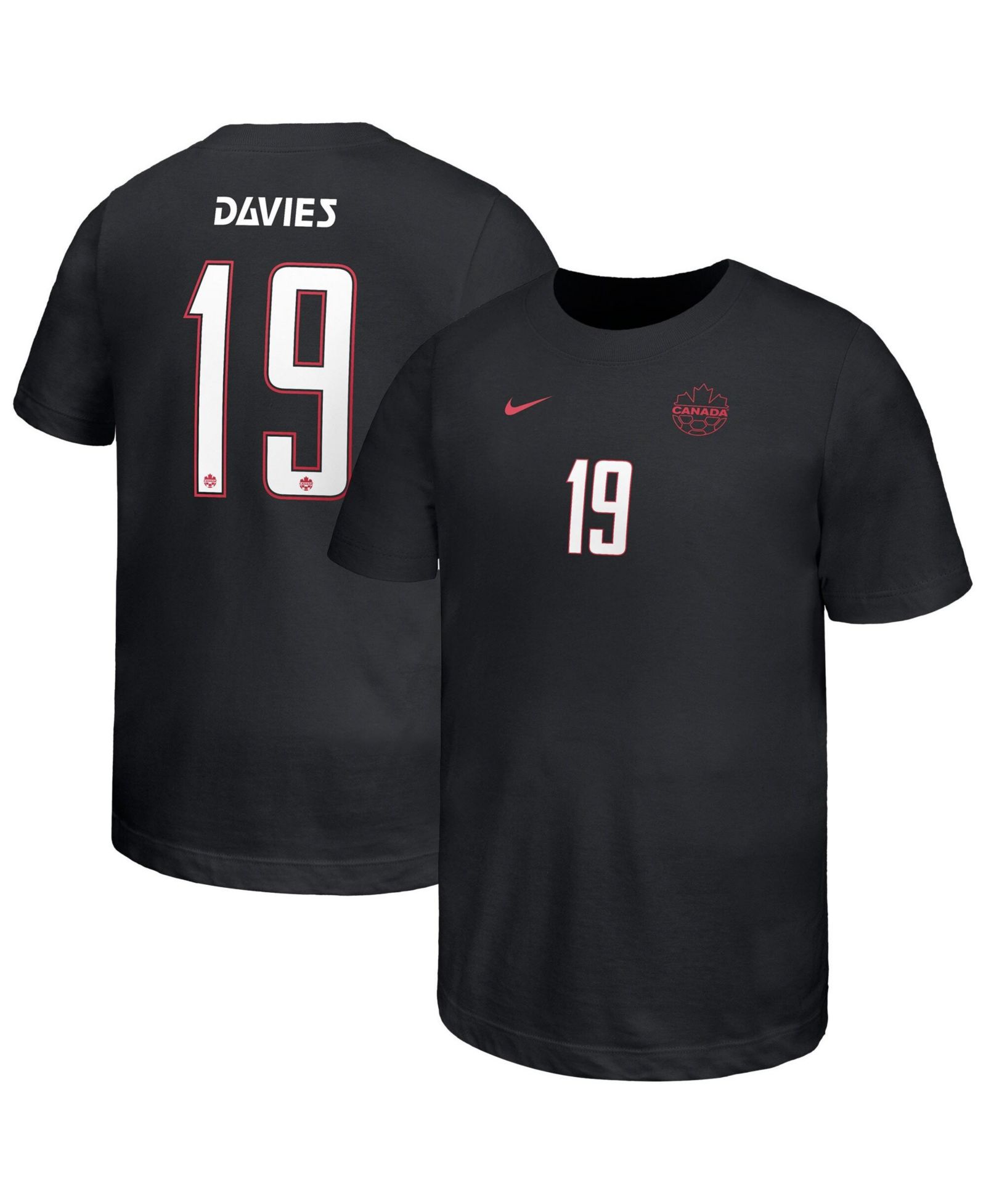 Детская футболка Nike Alphonso Davies Black Canada Soccer Away Player
