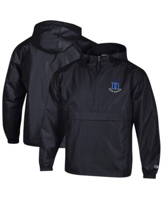 Champion Men's Black Duke Blue Devils Packable Hooded Windbreaker Half-Zip Jacket