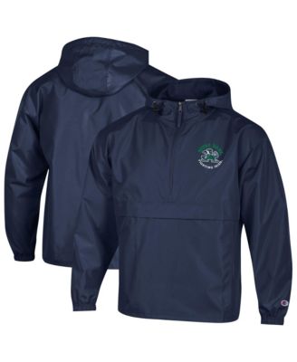 Champion Men's Navy Notre Dame Fighting Irish Packable Hooded Windbreaker Half-Zip Jacket
