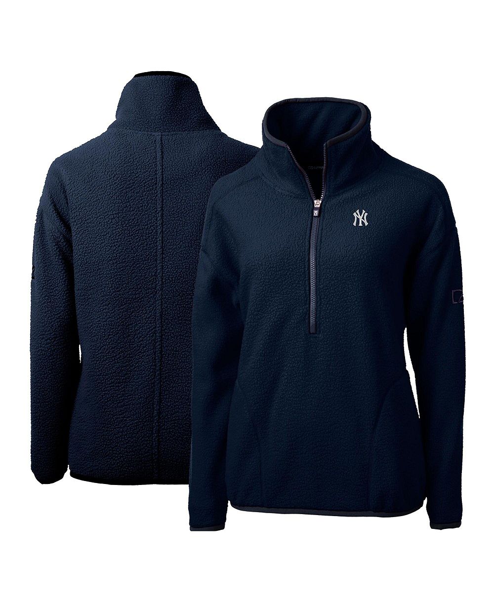 Cutter & Buck Women's Navy New York Yankees Cascade Eco Sherpa Fleece Quarter-Zip Pullover Jacket