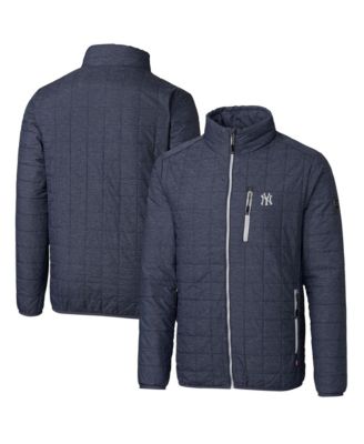 Cutter & Buck Men's Heathered Navy New York Yankees Big & Tall Rainier Full-Zip Puffer Jacket