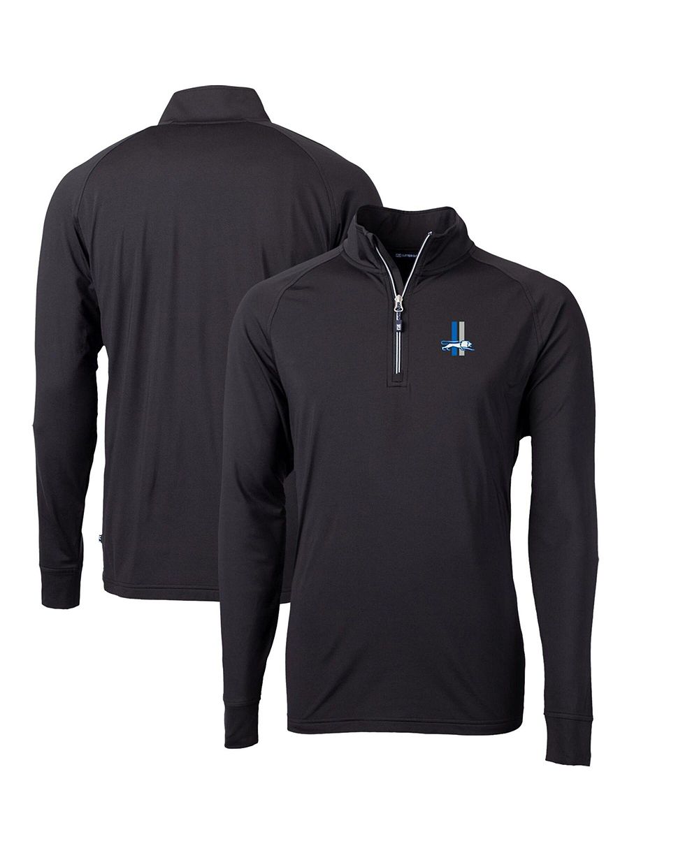 Cutter & Buck Men's Black Detroit Lions Adapt Eco Knit Stretch Quarter-Zip Throwback Pullover Sweatshirt