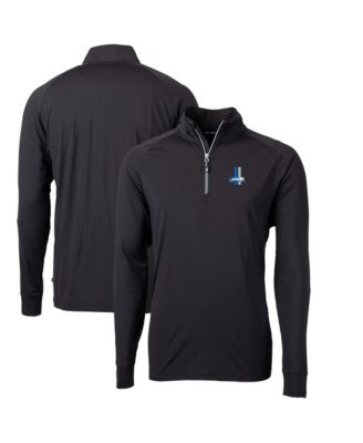 Cutter & Buck Men's Black Detroit Lions Adapt Eco Knit Stretch Quarter-Zip Throwback Pullover Sweatshirt