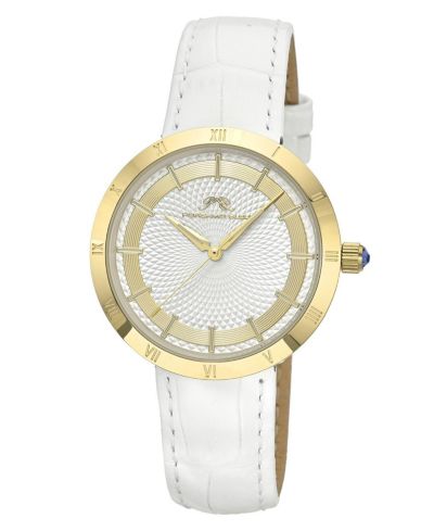 Porsamo Bleu Women's Monroe Round White Genuine Leather Band Watch 36 mm