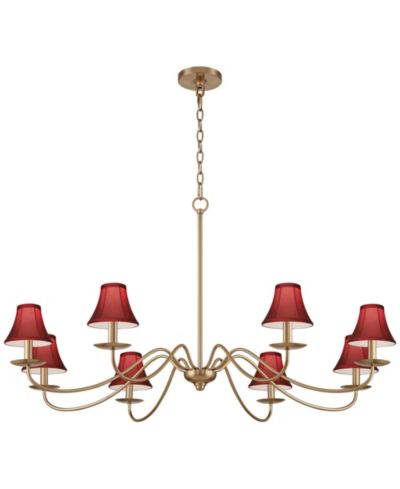 Franklin Iron Works Люстра Marinec 42" Wide Soft Gold с 8 лампами и красными плафонами